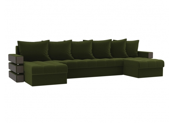 П-образный диван Венеция Микровельвет Зеленый
