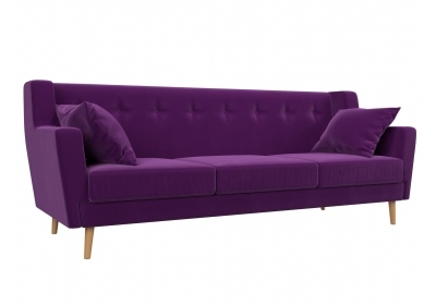 Прямой диван Брайтон 3 Микровельвет Фиолетовый