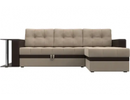 Угловой диван Атланта М Бежевый/Коричневый (Велюр/Экокожа) выставочный образец