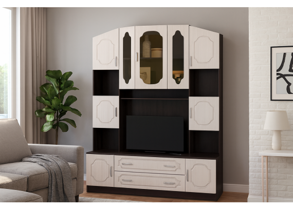 Центральная секция Макарена МДФ ТВ-312 Стендмебель венге/дуб беленый