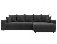 Диван угловой с декором и полкой Лига-050 НПБ Велюр BRUT 16 Темно-серый