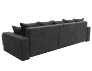 Диван угловой с декором и полкой Лига-050 НПБ Велюр BRUT 16 Темно-серый