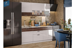 Модульная кухня Виола Шпон глянец бел с рисунком