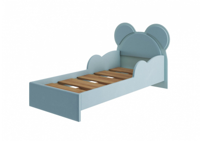 Кровать детская Джерси 0,9м Шиншилла серая/Скай КР-001 Мишка