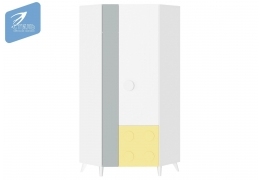 Шкаф (угловой) ШК-004 Кубо Белый/Грей Софт, Солнечно-желтый