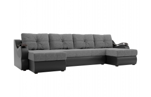П-образный диван Меркурий Рогожка Серый черный