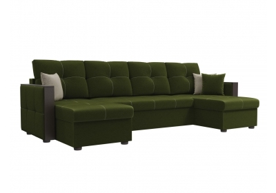 П-образный диван Валенсия Микровельвет Зеленый