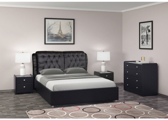 Кровать интерьерная Монте с подъемным механизмом 1600 экокожа черный