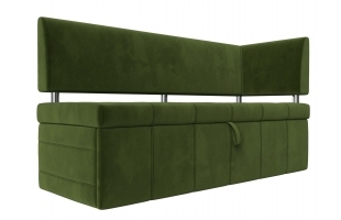 Кухонный прямой диван Стоун с углом правый Микровельвет Зеленый