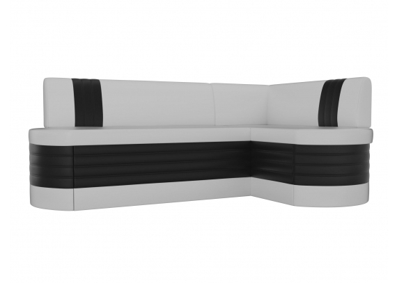 Кухонный угловой диван Токио правый угол Экокожа Белый\Черный
