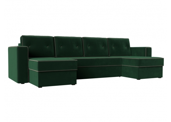 П-образный диван Принстон Велюр зеленый\коричневый