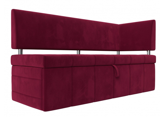 Кухонный прямой диван Стоун с углом правый Микровельвет Бордовый