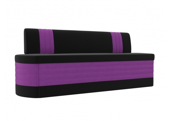 Кухонный прямой диван Токио Микровельвет Черный\Фиолетовый