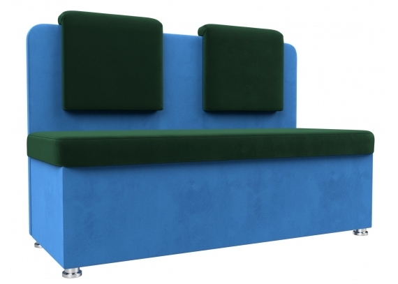 Кухонный прямой диван Маккон 2-х местный Велюр зеленый\Голубой