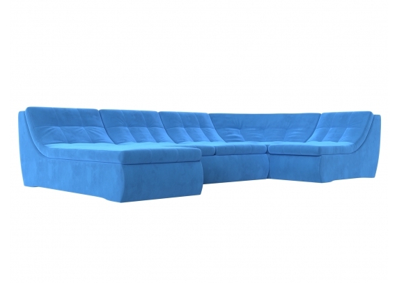 П-образный модульный диван Холидей Велюр Голубой