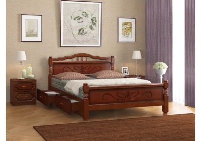 Кровать Карина-5 1,4 орех с 2 выдвижными ящиками