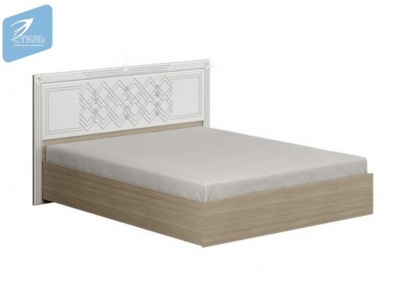 Кровать Амели МДФ щиток 160 дуб сонома светлый/белый глянец с подъемным механизмом