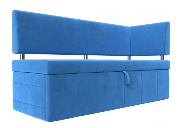 Кухонный прямой диван Стоун с углом правый Велюр Голубой