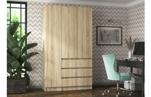 Шкаф 3-створчатый Мальм 1,2м Сонома