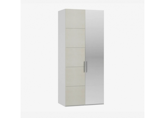 Шкаф 2-створчатый Вива ШР-2 белый/белый глянец/платина (1 зеркало)