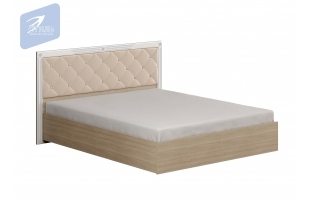 Кровать Амели мягкий щиток 160 дуб сонома светлый/белый глянец с подъемным механизмом