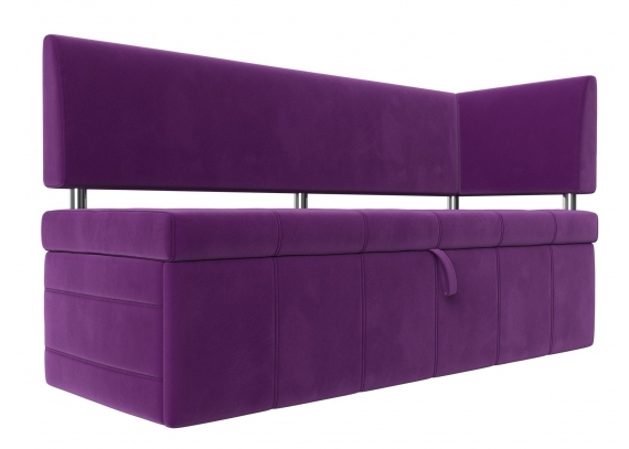 Кухонный прямой диван Стоун с углом правый Микровельвет Фиолетовый