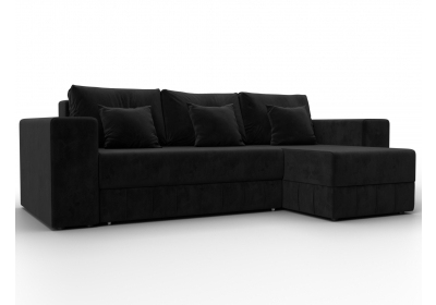 Диван угловой Лига-076 угол универсальный Велюр SEVEN 35 черный