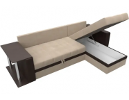 Угловой диван Атланта М Бежевый/Коричневый (Велюр/Экокожа) выставочный образец