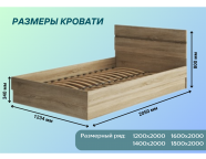 Кровать Мальм 1,2м Дуб крафт золотой/Графит
