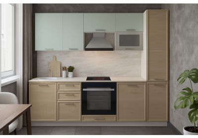 Готовая кухня Беверли/Валерия 2,4м Дуб шампань/Мята софт