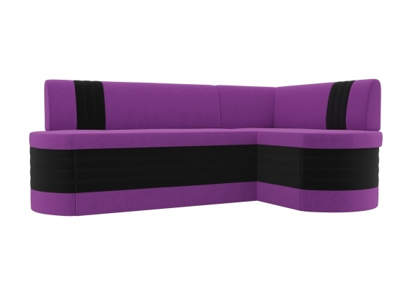 Кухонный угловой диван Токио правый угол Микровельвет Фиолетовый\Черный