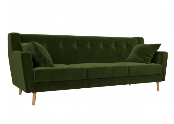 Прямой диван Брайтон 3 Микровельвет Зеленый