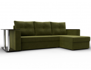 Диван угловой Атланта со столом правый угол Микровельвет Зеленый