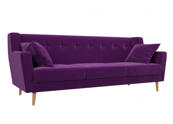 Прямой диван Брайтон 3 Микровельвет Фиолетовый