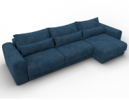 Диван угловой Лига-056 НПБ Лонг угол универсальный Велюр BRUT 11 синий