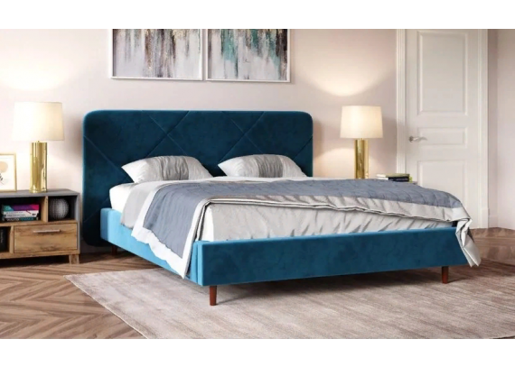 Кровать Лима 1,6 Велюр Глубокий синий (вар.3)