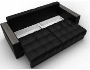 Диван прямой с декором Лига-049 НПБ Экокожа GRIFON 18 черный