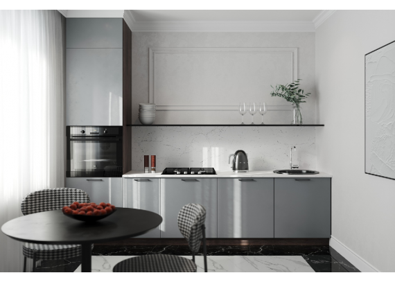 Модульная кухня Идеалиста Роял Эмаль 2800 Platinum Grey МДФ прямая