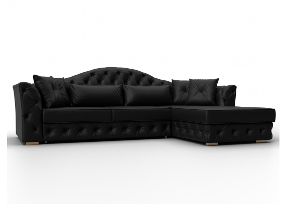 Диван угловой Артис правый угол Экокожа Черный