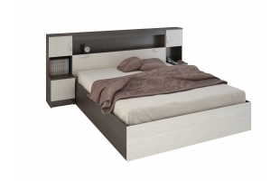 Кровать с закроватным модулем Бася 1,6м венге/дуб белфорд КР-552