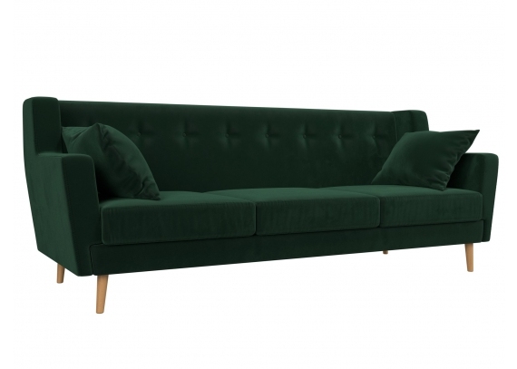 Прямой диван Брайтон 3 Велюр Зеленый