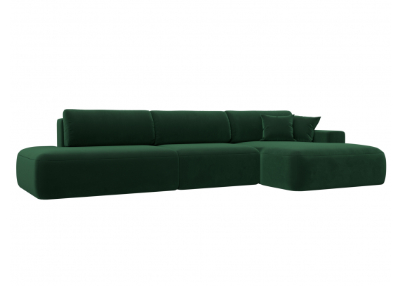 Диван угловой Лига-036 НПБ Модерн Лонг правый угол Велюр SEVEN 626 зеленый