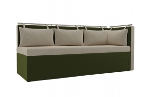 Кухонный диван Метро с углом Микровельвет бежевый\зеленый