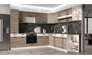 Готовая кухня угловая Эра 2,8*2,49м Дуб горный/Белый (с газовкой)