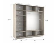 Шкаф-купе Экспресс-2 2400х2400х600 Сонома (3 зеркала)