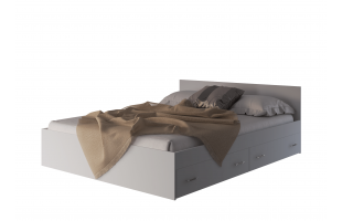 Кровать Стандарт 1,4м белый с ящиками