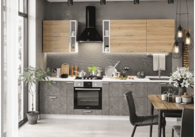 Модульная кухня Бетоны 2,9 Дуб сонома/Бетон темный