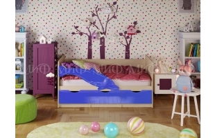 Кровать детская Дельфин-1 1,8м дуб беленый/синий металлик