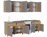 Готовая кухня Квик-Степ 2,0м Дуб крафт золотой/Серый шифер