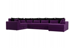 П-образный диван Майами правый угол Микровельвет Фиолетовый\Черный\Фиолетовый